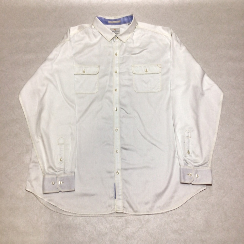Tommy Bahama Jeans Island Crafted White Long Sleeve Button Down Shirt, Size 2XT.